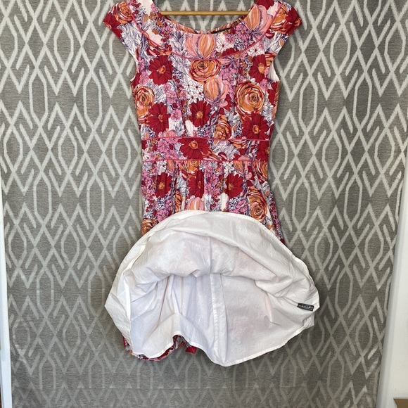 emilyandfinn Anthropology Dress Rose Floral Fully Lined Cotton Dress Small - Picture 6 of 6